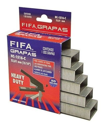 Grapas Fifa Hc-1516-c 1000 Pzas Trabajo Pesado Hasta 200hjas