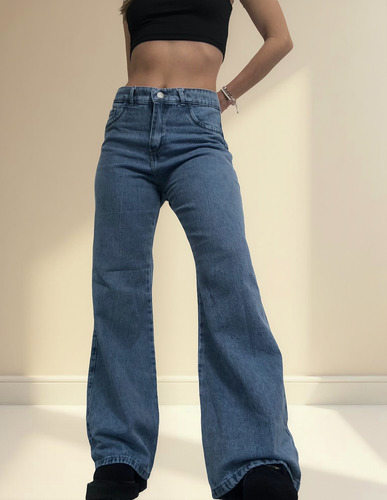 Pantalones Jean Wid Leg Mujer