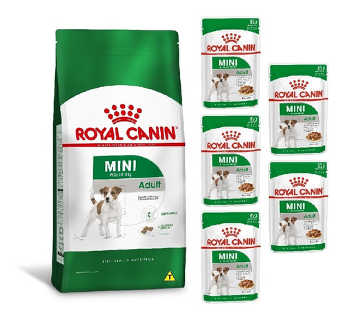 Kit Ração Mini Adult 1kg E 5 Sachês Adult 85g Royal Canin