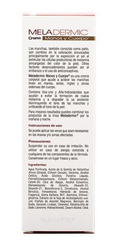 Imagen 7 de 8 de Crema Aclaradora Despigmentante Corporal Meladermic 150gr