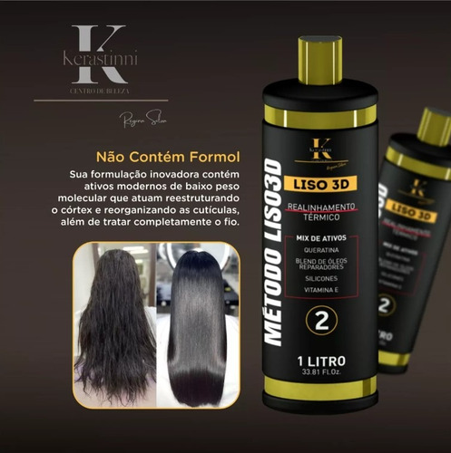 Combo Liso Perfeito Shampoo + Ativokerastinni + Máscara 1 Kg