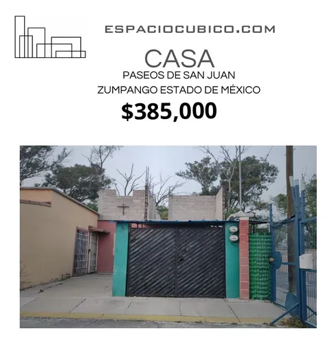 Casa En Venta, Paseos De San Juan, Zumpango Edo. De México., Un Nivel, 50 M2 Terreno, 30 M2 De Construcción, Casa Para Remodelar