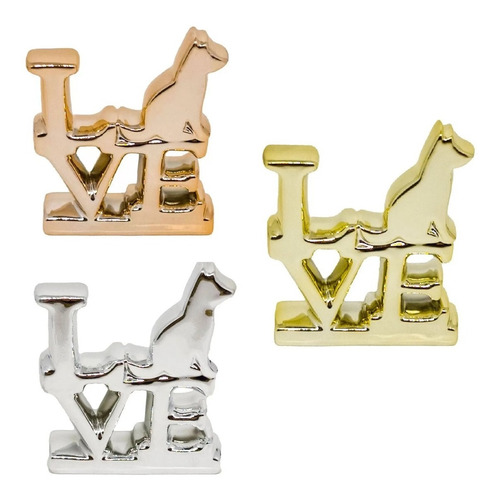 Enfeite Decorativo Em Cerâmica Luxo - Love Dog/ Cachorro