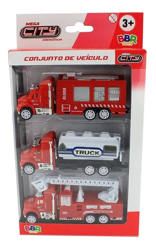 Brinquedo Conjunto Veículos Mega City Caminhoes Bbr Toys