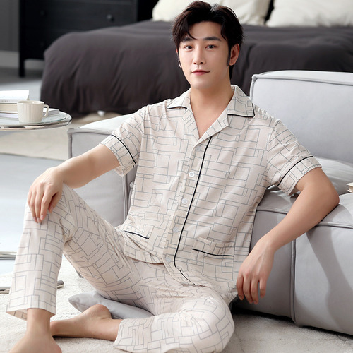 Conjunto De Pijama De Algodón Para Hombre Wanruo Qiushui Thi