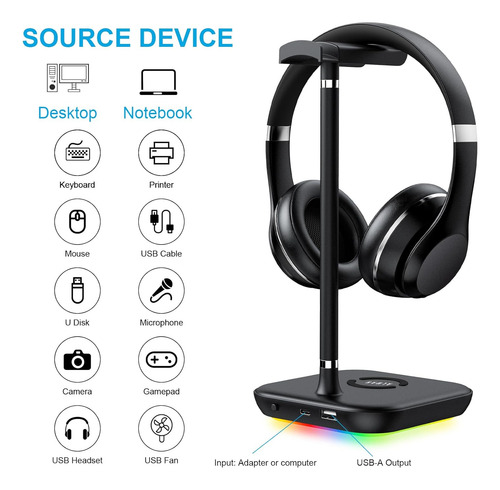 Soporte De Auriculares Rgb Para Juegos Para Escritorio, Acce