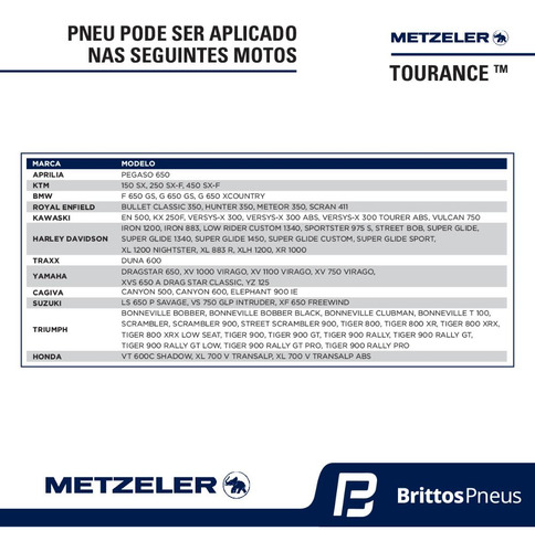 Pneu Moto Metzeler Aro 19 Tourance 100/90-19 57h Tl - Diant