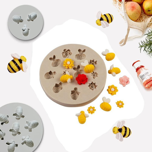 Molde De Silicona De Abeja Panal Fondant Pastel Colmena