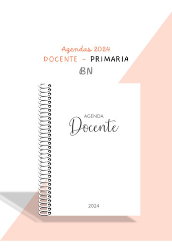 Agenda Docente, Primaria, Blanco Y Negro