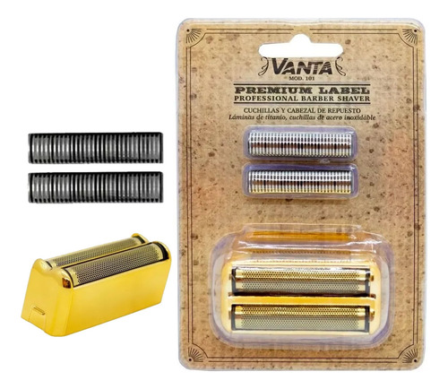 Vanta 101 Repuesto Profesional Cabezal + Cuchillas Dorado 6c