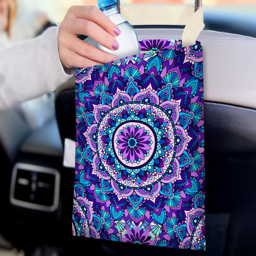 Bolsa De Basura Pequeña Irada Para Colgar Automóvil Modelo F Nombre Del Diseño Mandala Flower - Bolsa De Basura Para Coche, Color Morado