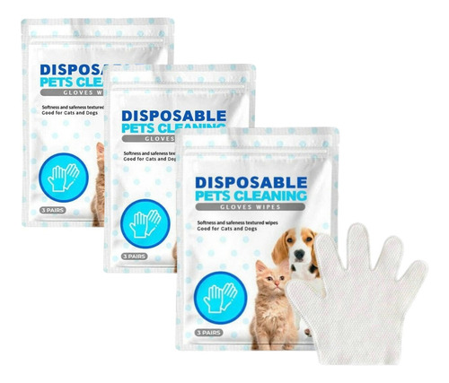 3×guantes Limpieza Para Perros, Toallitas, Guantes Aseo