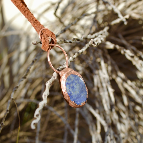 Imagen 9 de 10 de Collar Lapislazuli Con Cuero, Piedra Grande Natural, Cod1