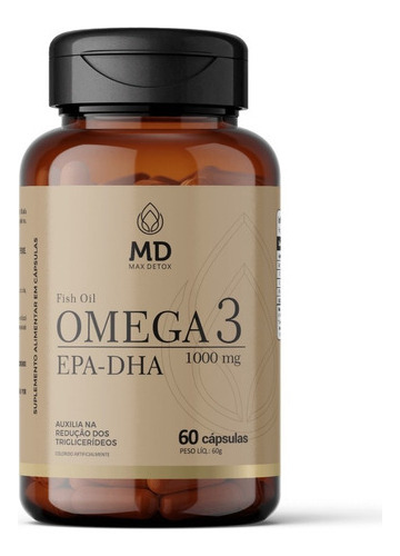 Omega 3 Epa + Dha 100mg 60 Cápsulas - Max Detox Sem Sabor