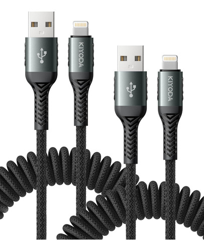 Cable Lightning En Espiral De Nailon Trenzado Para Celular D