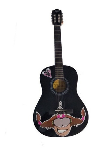 Guitarra Criolla Niño 3/4 Parquer Negra Dibujo Funda