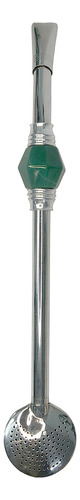 Bomba De Chimarrão Pedra Verde 24cm Aço Inox Com Rosca