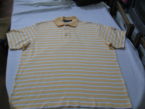 Polera,  Con Cuello Nautica Talla M-l Color Damasco A Rayas