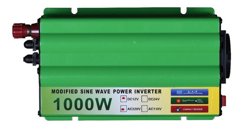 Inversor De Voltaje Corriente 1000w 12v A 220v Batería Auto