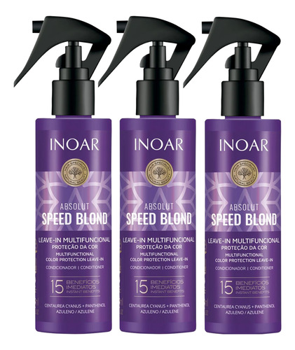 Kit 3x Leave-in Multifuncional Inoar Speed Blond 200ml