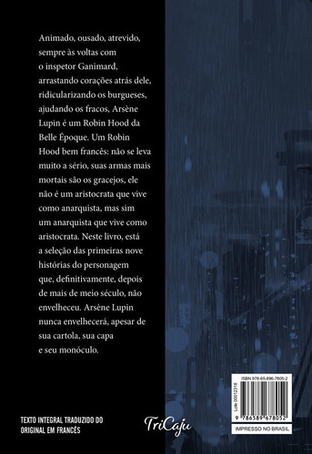Arsène Lupin: o ladrão de casaca, de Leblanc, Maurice. Clássicos da literatura mundial Editorial TRICAJU, capa mole em português, 2021