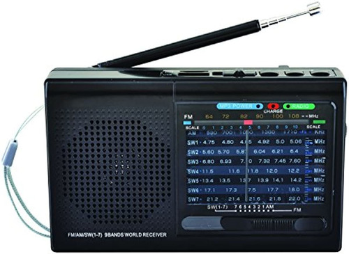 Radio Supersonica De 9 Bandas Con Bluetoothusbmicrosdin Negr