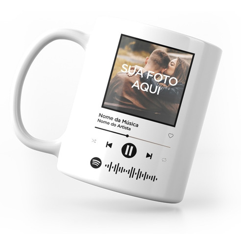Imagem 1 de 3 de Caneca Spotify Interativa Com Música E Foto Personalizada