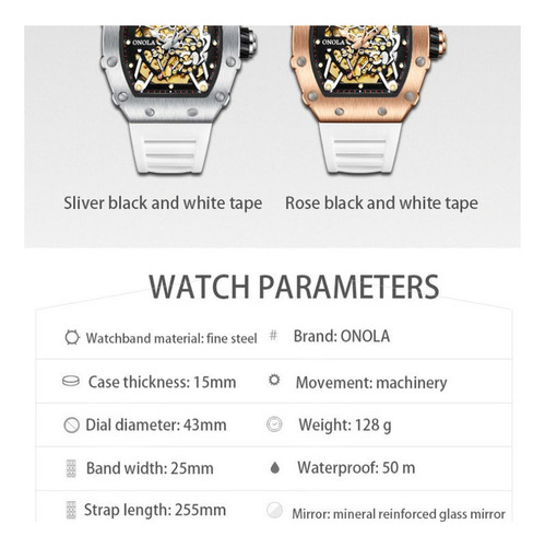 Reloj Luminoso Mecánico De Silicona Onola, Moderno