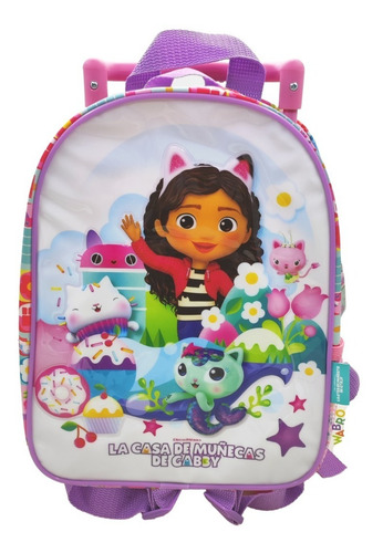 Imagen 1 de 4 de Gabby Dollhouse Mochila Jardin Carro 12 PuLG Serie Tv Edu 34
