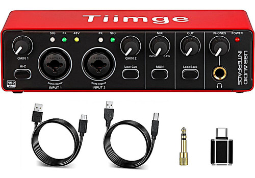 Tiimge Interfaz Audio Usb 2 X 2 Pc Alimentacion Phantom 48 V