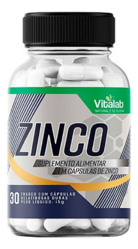 Zinco (29mg) 30 Cápsulas - Vitalab Sabor Sem Sabor