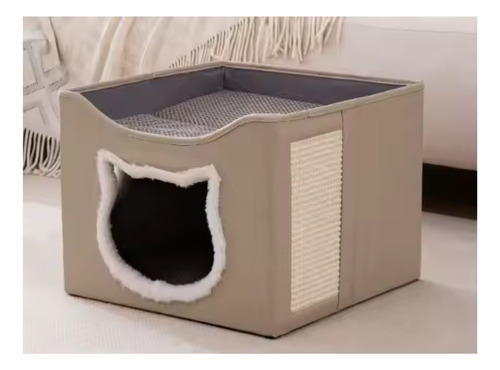 Rascador Cama Casa Igloo Gatos Mascotas Cuerina Plegable Marrón