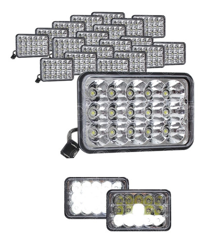 20 Faros Unidad Cuadrada Rectangular 15 Leds 4x6 Alta/baja 