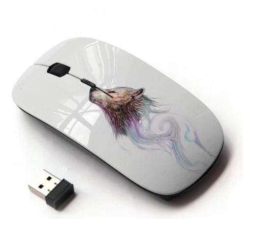 Koolmouse [mouse Inalámbrico Óptico 2.4g [wolf Wild Dog Acua