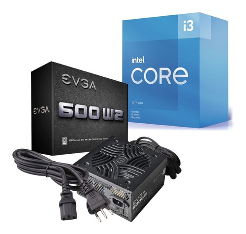 Pack Procesador Intel I3-10105f + Fuente Evga 600w2 80+ Plus