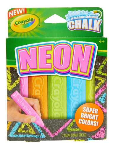 Tizas Lavables Para Exterior Neón Crayola X 5 Colores
