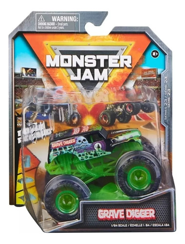 Vehículo Monster Jam Grave Digger Verde 1:64 Metal Premium