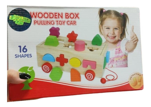 Wooden Box  Pulling Toy Car