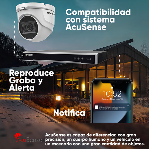 Epcom Kit De 4 Camaras De Seguridad Metalicas Eyeball 8mp Protección Ip66 Para Uso Exterior + Dvr 4ch Turbohd Con Detección De Movimiento Y Salida De Alarma +3tb Hdd Modelo Ev8004e4k-plus+3tb