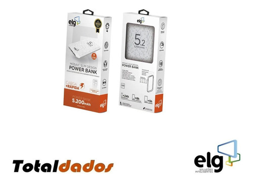 Imagem 2 de 2 de Power Bank Carregador Portátil C/ Cabo Micro Usb Branco ELG