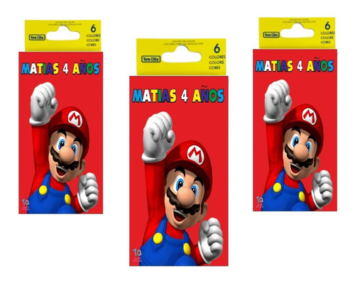 Mario Bros Lapices De Colores Personalizados X10    