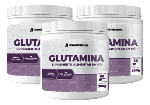Suplemento Newnutrition L-glutamina Sabor Sem Sabor De 0.9kg 3 Kits