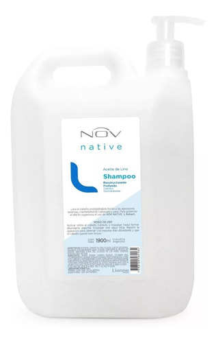 Shampoo Nov Aceite Argán/lino/ Keratina 1900ml Bidon C/bomba