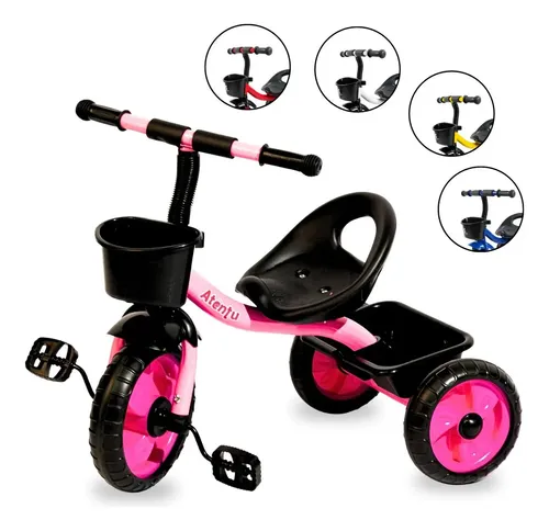 Brinquedo triciclo de 3 rodas para crianças com cesto de bolhas r...