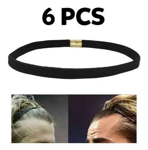 6 unidades Faixas de cabelo Elastico Masculina Feminina elásticos faixa  esportes futebol conjunto de headband PRETA FINA