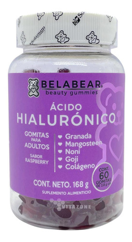 Imagen 2 de 7 de Colágeno + Biotina Y Ácido Hialurónico 60 Gomitas Belabear.