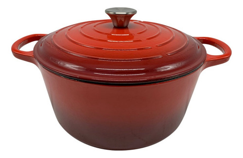 Olla De Hierro Fundido Esmaltado Redonda Roja 26 Cm 