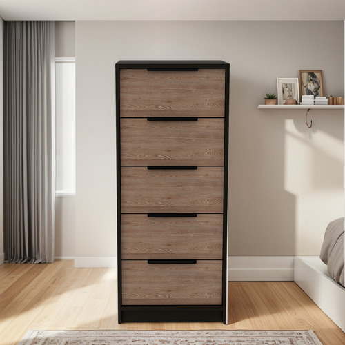 Cómoda Cajonera Para Recamara Kaia Color Chocolate Mate Color Marrón oscuro