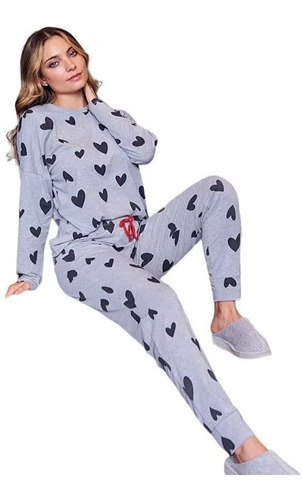 Imagen 3 de 7 de Pijama Mujer Invierno Corazones Jaia