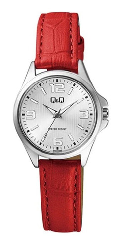 Reloj Cuero Mujer Rojo Qq Original